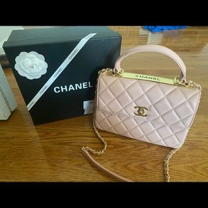 Pink quilted handbag